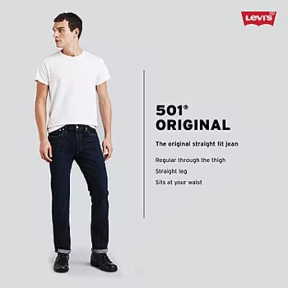 Levi's 501 Original Straight Leg Button-Fly Jeans Size 44 X 30